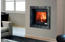 [30200/F] Cadre avec décor damassé verni en noir et acier inox satiné