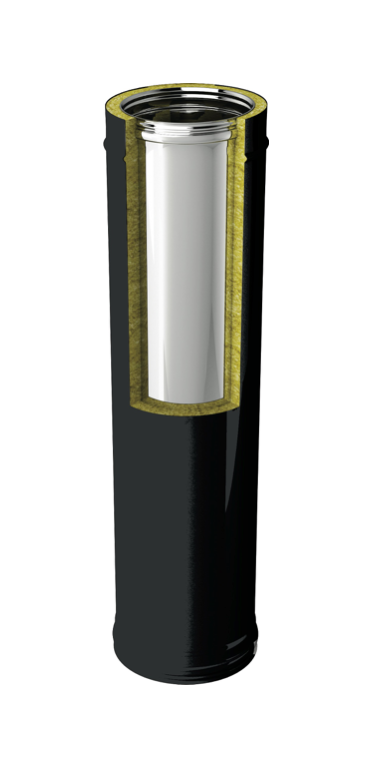 Elément droit 995 mm diam 200 DW inox noir