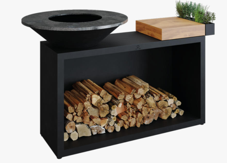 OFYR- Plancha Eiland Zwart 85 Teck hout