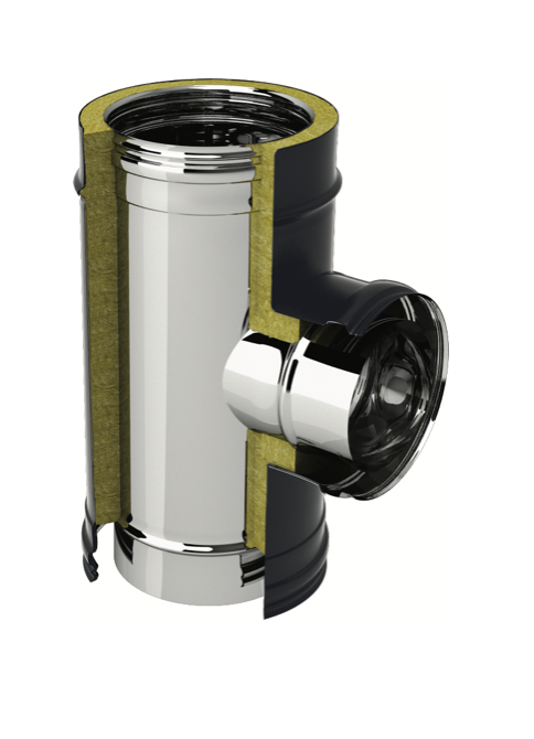 Té 90° diam 150 x 200 DW inox noir