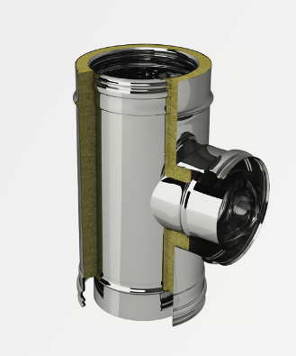 T-stuk 90° diam 80 x 130 DW inox