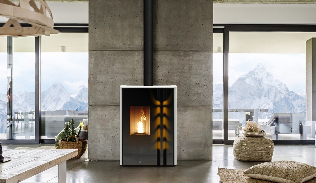  Jolly Mec - MELTEMI 14kw - SORTIE FUMÉES SUPÉRIEURE CONCENTRIQUE - Habillage Acier et céramique Noir
