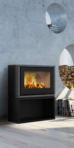 [21S37021B] LOTUS - Houtkachel STYLE 370 Speksteen Frame zwarte basis