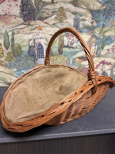 [21.02.603.2] Lienbacher Panier en osier avec anse et doublure en toile de jute