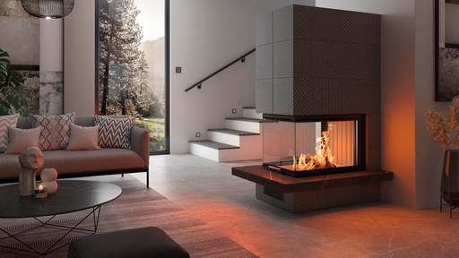 [64361] DRU - Arte  U-70h-4S, chamotte noir, cadre massif à 8 côtés