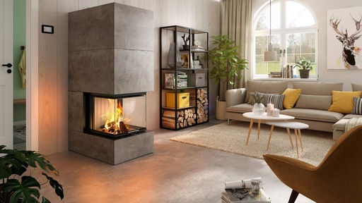 [65179] SPARTHERM - Arte U-50h-4S, D=250, chamotte noir, cadre massif à 8 côtés